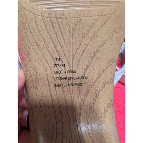 Naturalizer White Leather Slide Sandals 11M Comfort 2.75" Block Heel Shoes - Picture 6 of 6